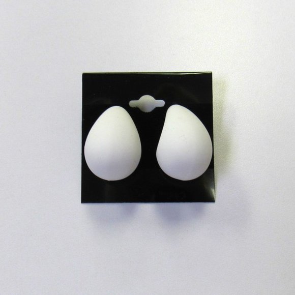 White Chunky Teardrop Hoop Earrings Lightweight Summer Earrings - Picture 1 of 5